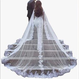 Stunning lace 9 ft 10 in long wedding cape veil